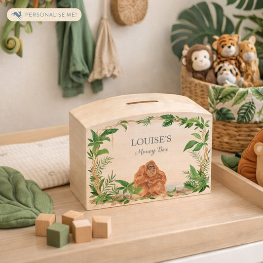 personalised wooden baby keepsake money box for newborn gift