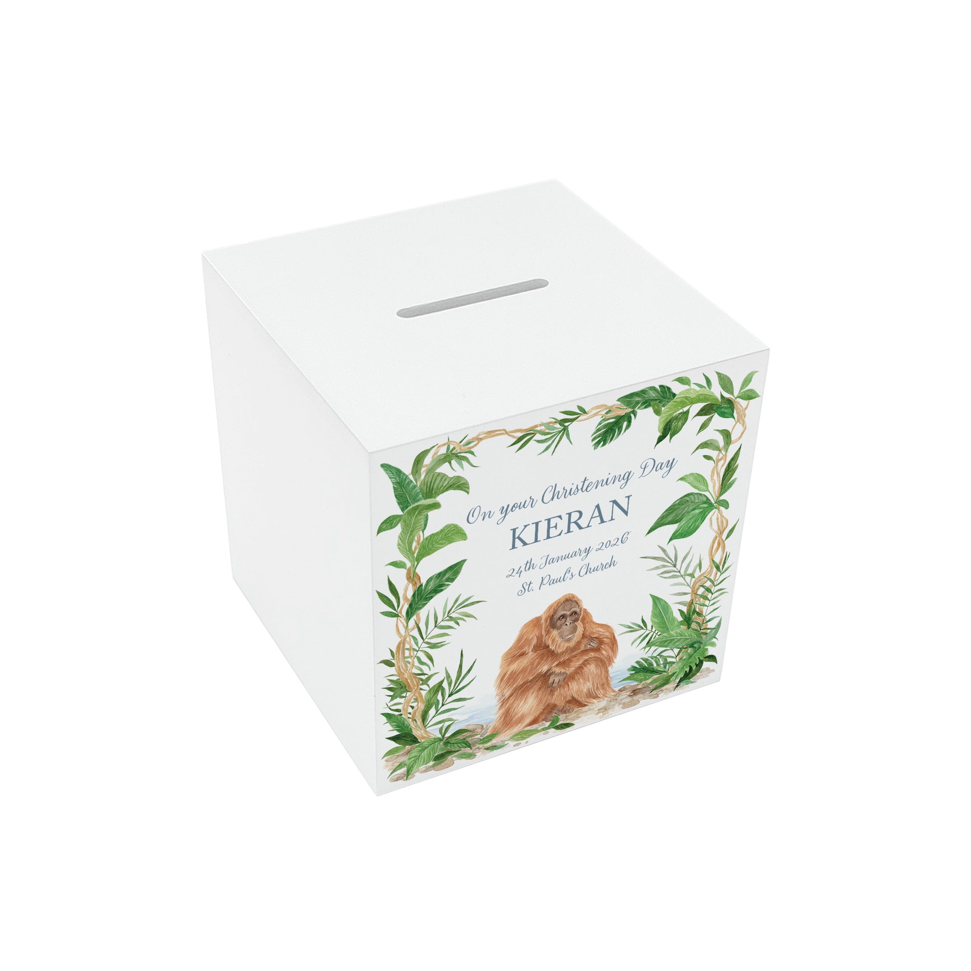 watercolour animal money box handmade keepsake for christening gift