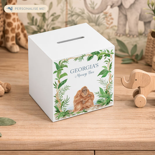 watercolour animal money box handmade keepsake for christening gift