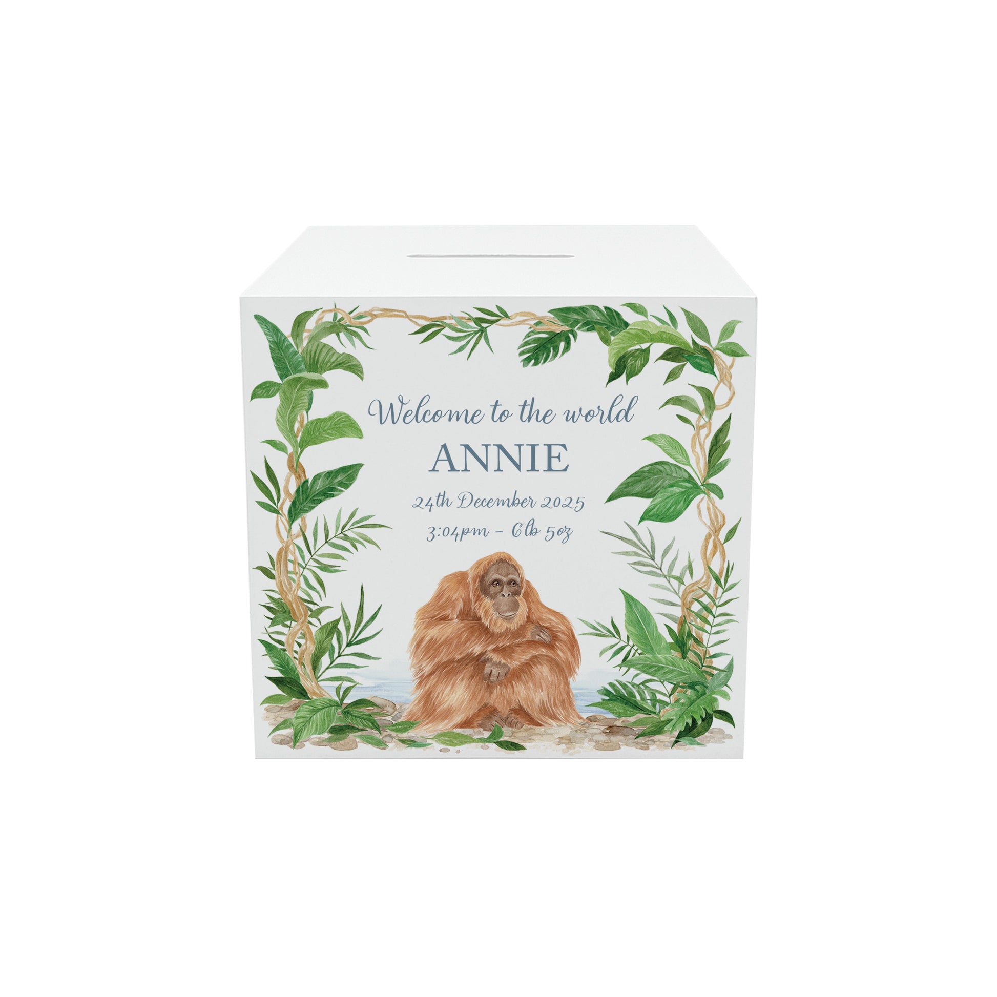 watercolour animal money box handmade keepsake for christening gift