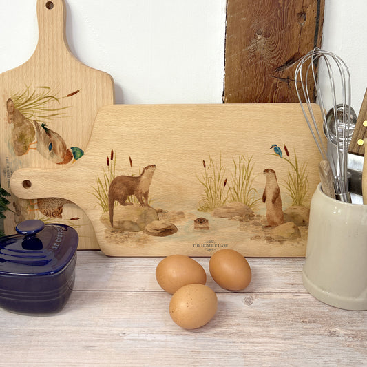 Otter and Kingfisher chopping board 