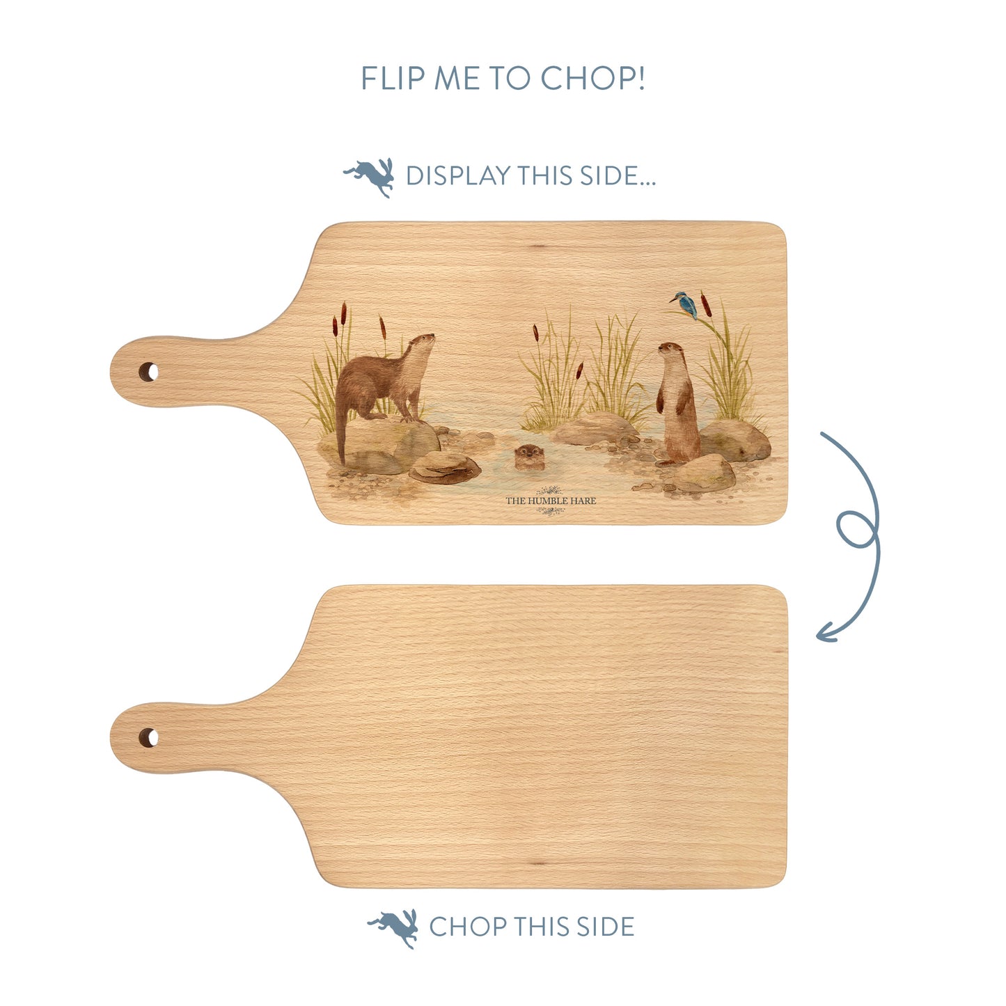 Otter and Kingfisher Medium Wooden Chopping Paddle Board