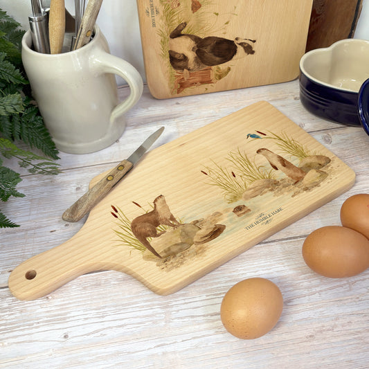 otter and kingfisher chopping board  