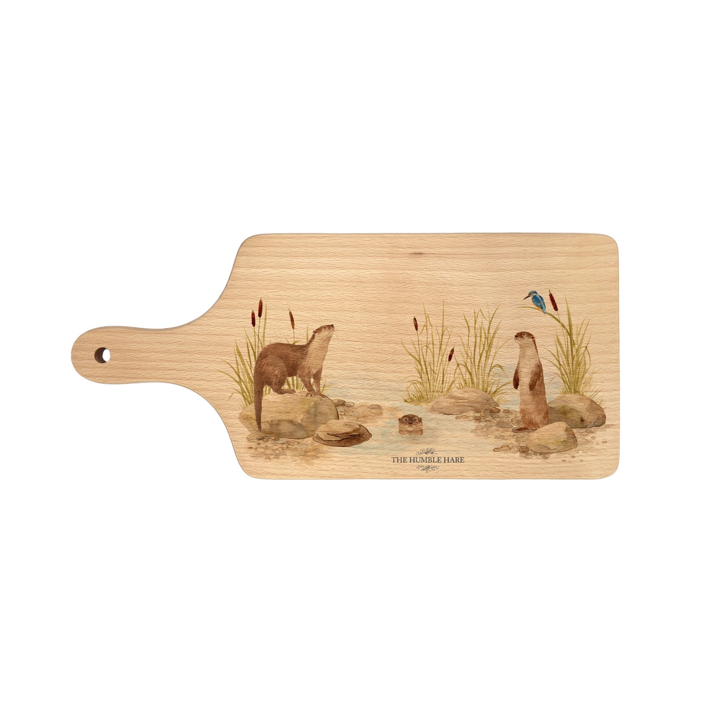 Otter and Kingfisher Medium Wooden Chopping Paddle Board
