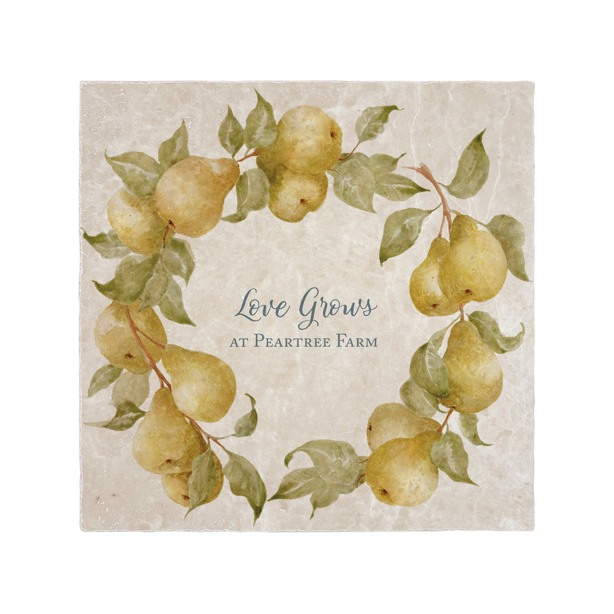 Pear Wreath personalised wall tile, make it your own with your own text. 