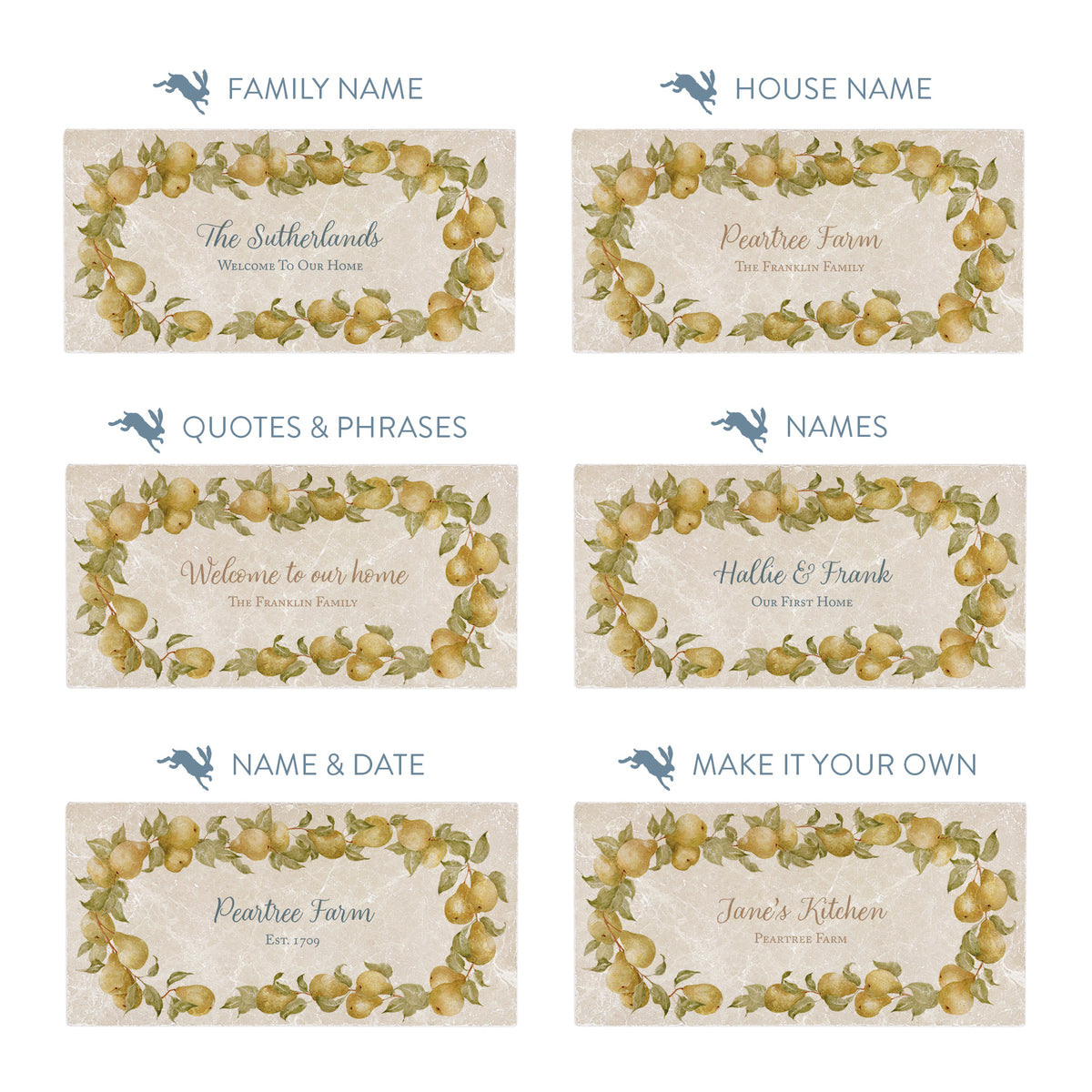 Marble 20x40cm tile, showing how to personalise with your own words