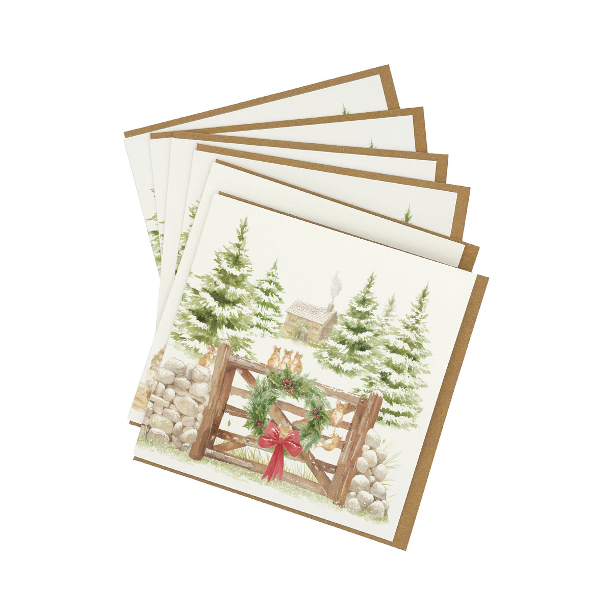 A pack of greetings cards showing a mix of two Christmas designs.