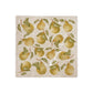 A handmade cream marble 20x20cm wall tile with a maximalist watercolour pear pattern.