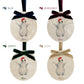 Personalised Christmas Bauble featuring our snowy penguins. Perfect first Christmas, new baby baubles for a truly magical Christmas decoration