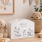 Penguin Design money box, penguins slipping and sliding having fun in the snow. The perfect new baby, birthday and christening gift.  