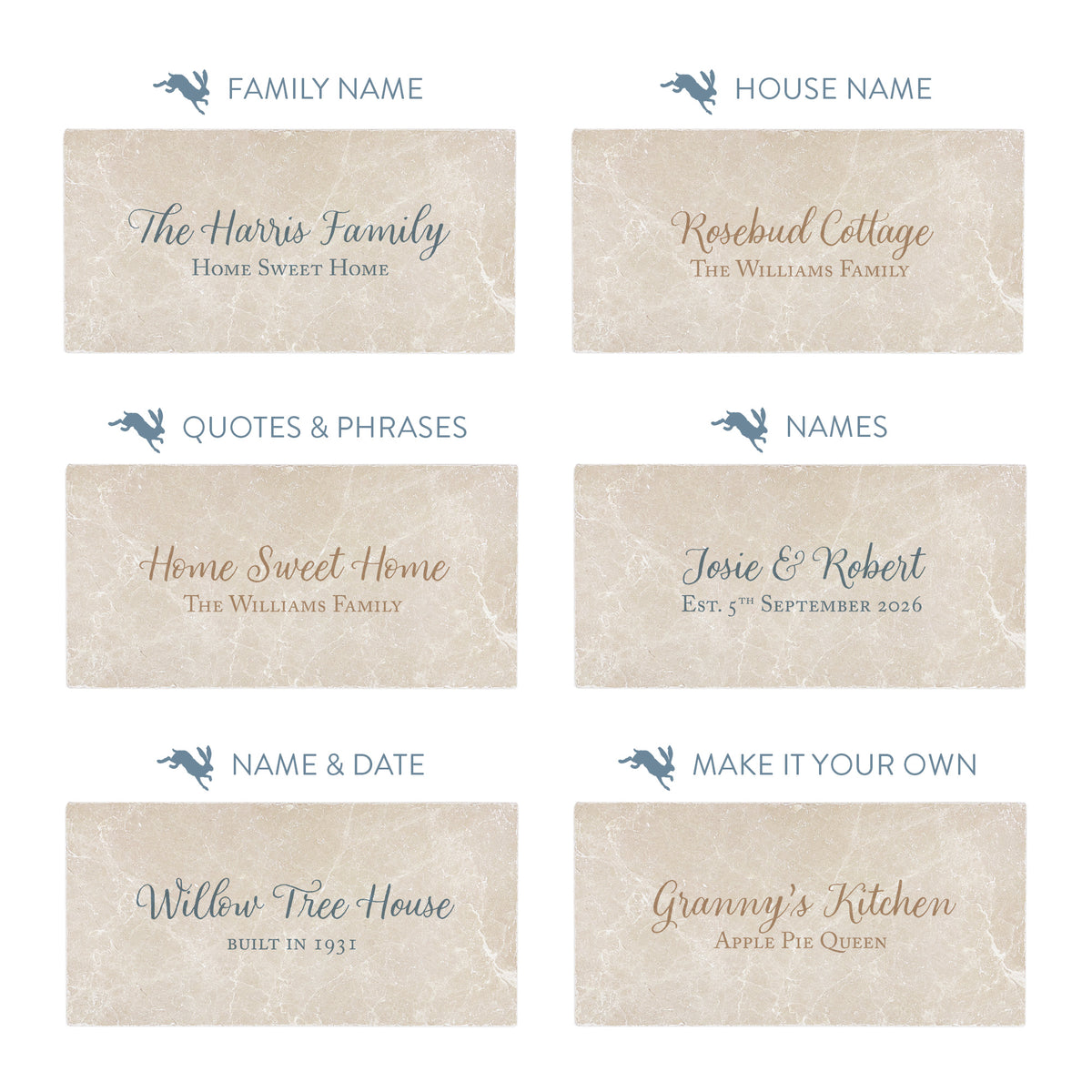 Personalised text only stone tile for walls, windowsills and splashbacks. 