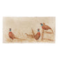 A 20x40cm marble splashback tile, featuring a watercolour design of pheasants in a wheat field.