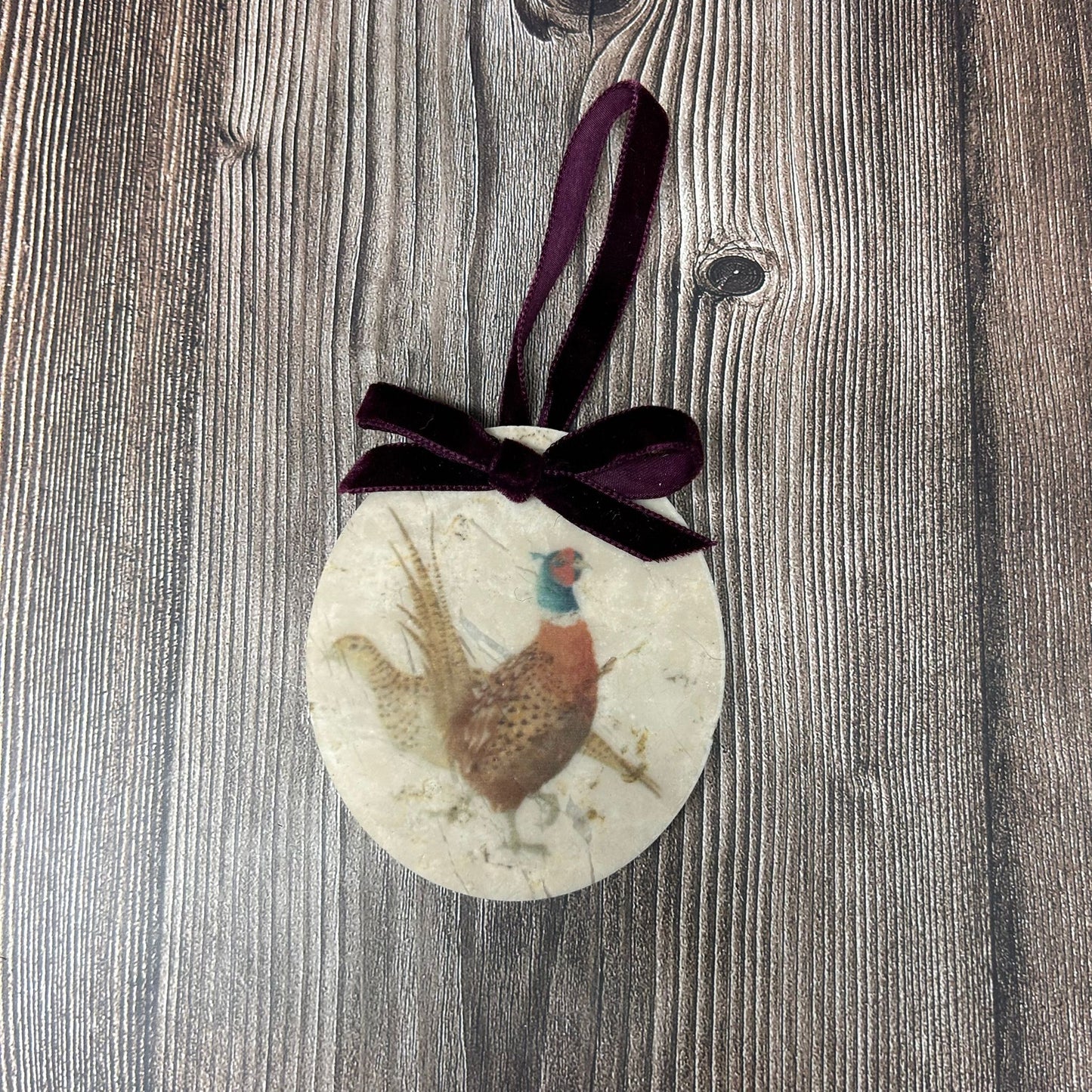 Pheasant Couple Marble Christmas Bauble **Almost gone** SECONDS 3