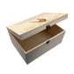 Wooden box with a lid featuring an illustration of a pheasant on a wooden background Perfect funeral memory keepsake box, for storing ashes, order of service, flowers, pictures. 