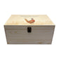 Wooden box with a lid featuring an illustration of a pheasant on a wooden background Perfect funeral memory keepsake box, for storing ashes, order of service, flowers, pictures. 