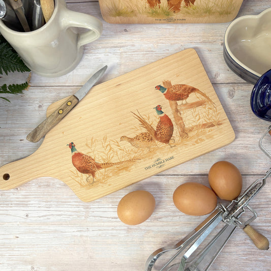 Pheasants in the field, chopping board gift