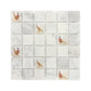 Close-up showing mosaic unique tiles Pheasant design.