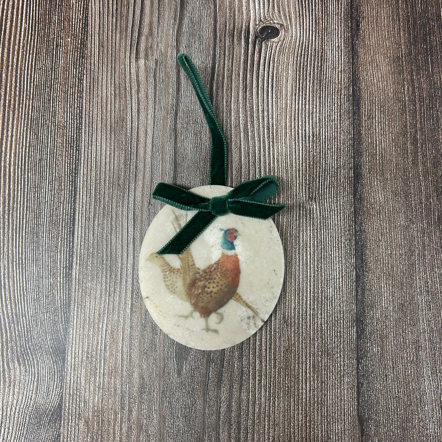 Pheasant Couple Marble Christmas Bauble **Limited stock** SECONDS 1