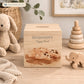 personalised watercolour baby money box handmade for birthday gift, cute little piggies rolling in mud
