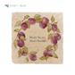 A medium marble platter featuring a wreath of watercolour plums and leaves, personalised with ‘Mum’s Treats Don’t Touch’ in the centre of the platter in a blue font.