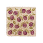 A medium square multipurpose marble platter, featuring a watercolour plum pattern.