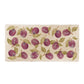 A rectangular marble sharing platter, featuring a maximalist watercolour plum pattern.