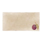 A rectangular marble sharing platter, featuring a watercolour design of a single plum with leaves.