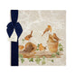 A large multipurpose marble platter with a watercolour robin design, packaged with a luxurious dark blue bow and branded gift tag.