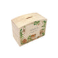 personalised handmade baby money box with watercolour animals in childrens bedroom jungle themed