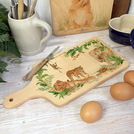 Rainforest Animals featuring on our wooden chopping boards. 