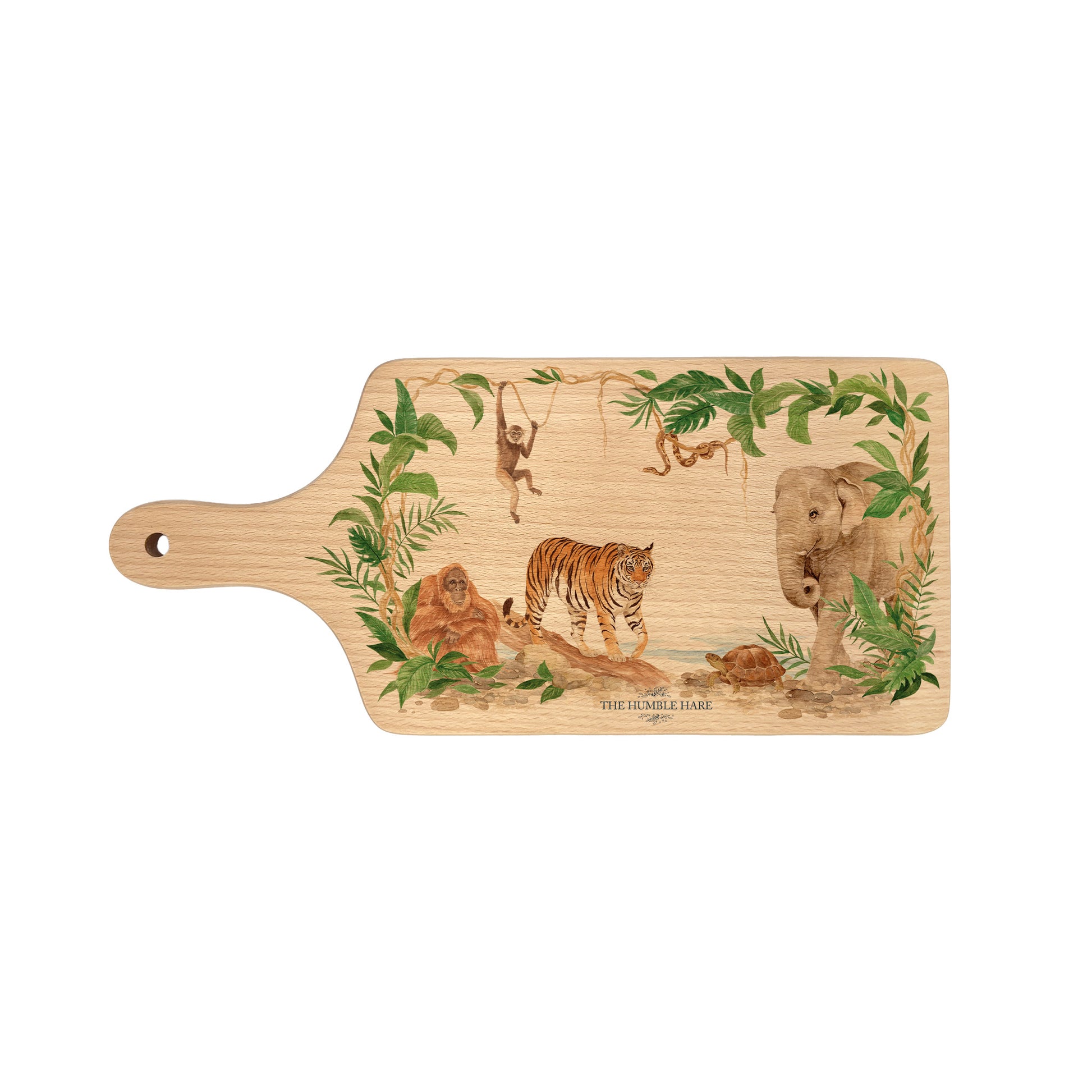 Rainforest Animals featuring on our wooden chopping boards. 