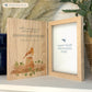 Memorial Solid Oak Photo Frame, personalise with your own message or select from our drop down selection. handmade watercolour paintings, this design features A Robin sat on a shelf, when Robins appear a loved one is near.