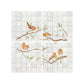 Countryside landscape marble mural creating a statement kitchen feature, Robins on Branches. Watercolour animals on wall tiles. 