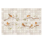 Countryside landscape marble mural creating a statement kitchen feature, Robins on Branches. Watercolour animals on wall tiles. 