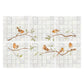 Countryside landscape marble mural creating a statement kitchen feature, Robins on Branches. Watercolour animals on wall tiles. 