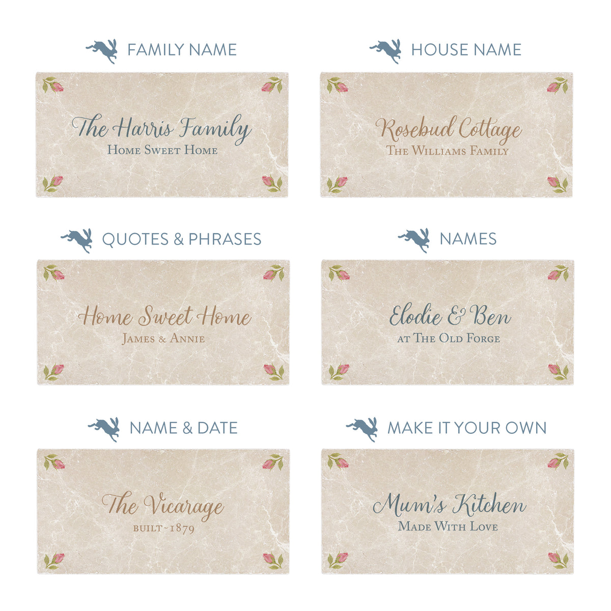 Rose design tile showing your personalised options 