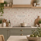 Rose design showing a personalised marble wall tile as the centrepiece. 