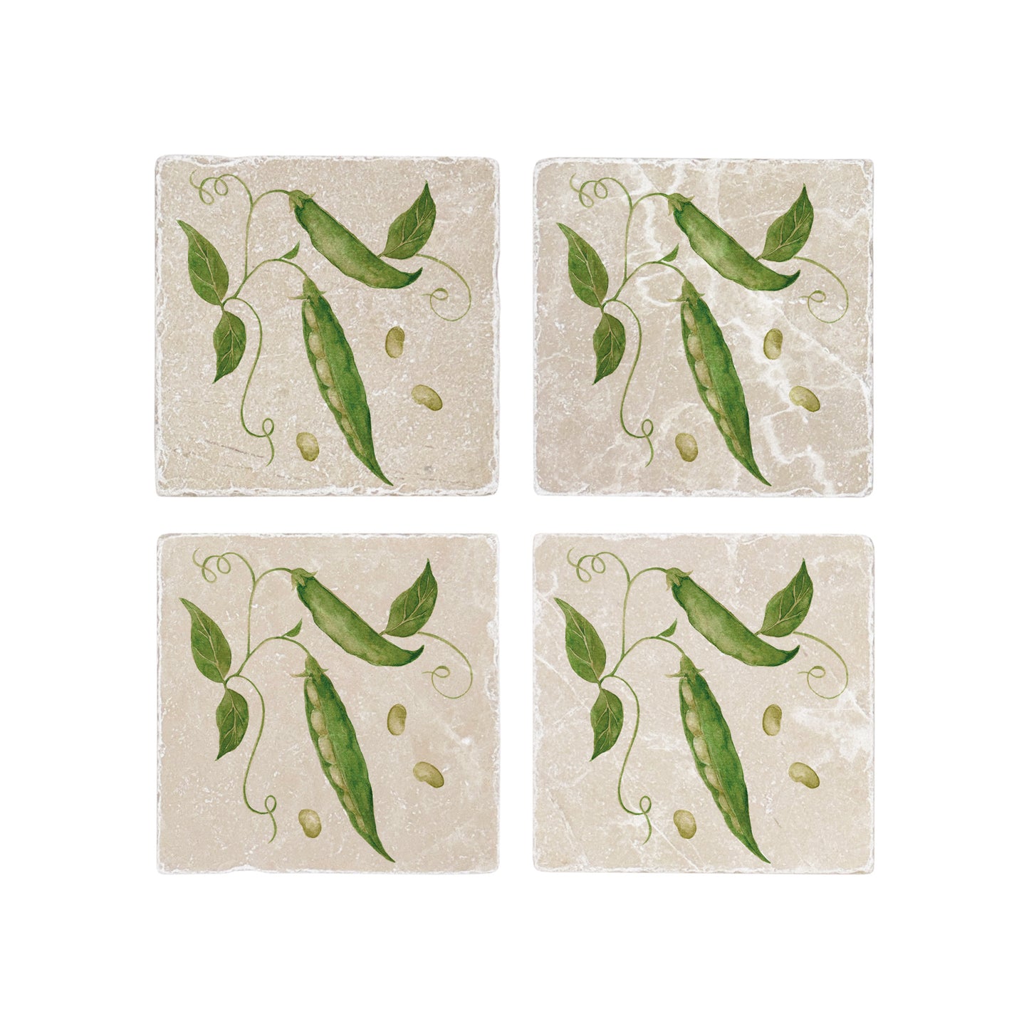 Elegant Runner Bean design on our classic marble coasters set of 4. In The Humble Hares Classic Watercolour style 