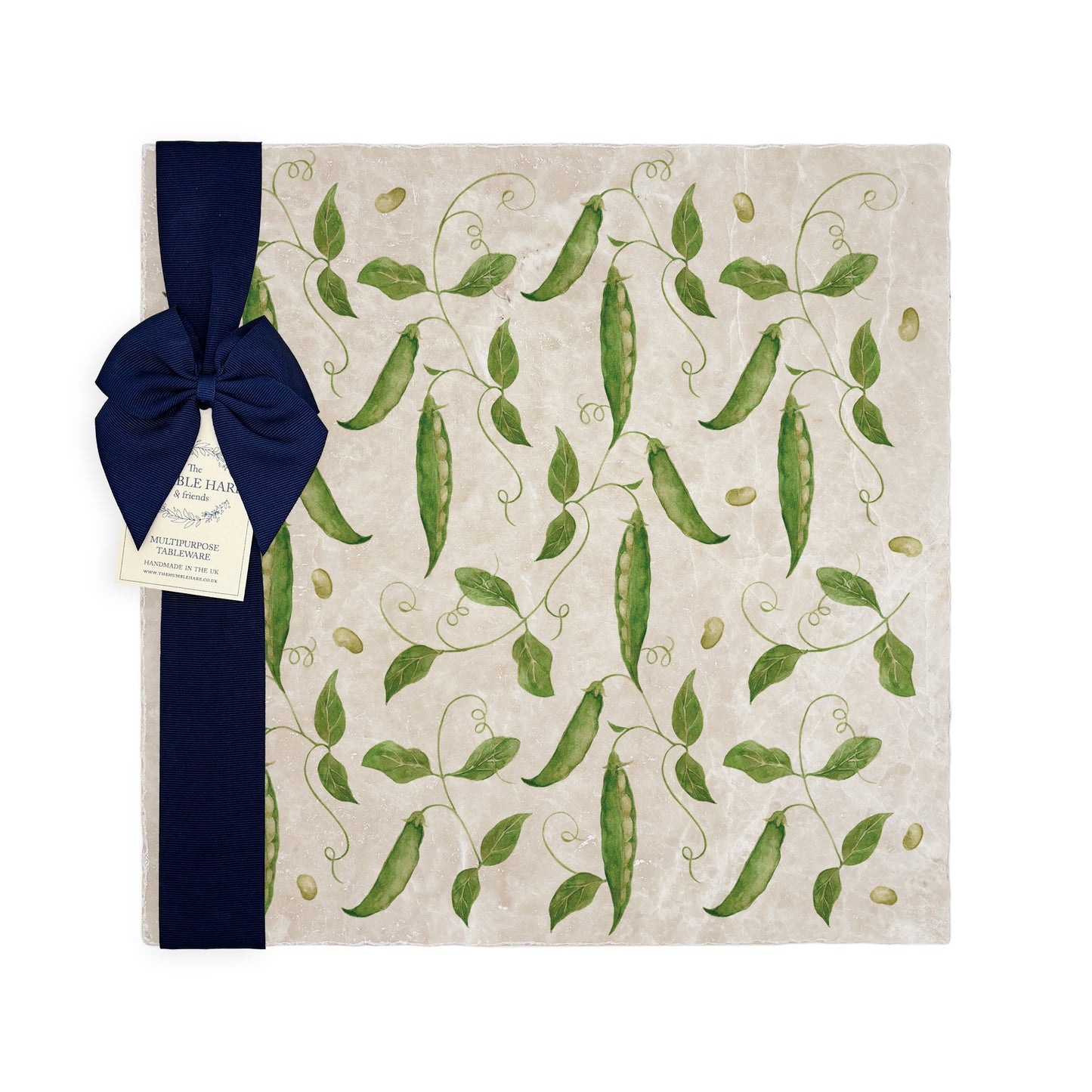 Elegant Runner Bean design on our classic marble Large Platter Size-In The Humble Hares Classic Watercolour style 