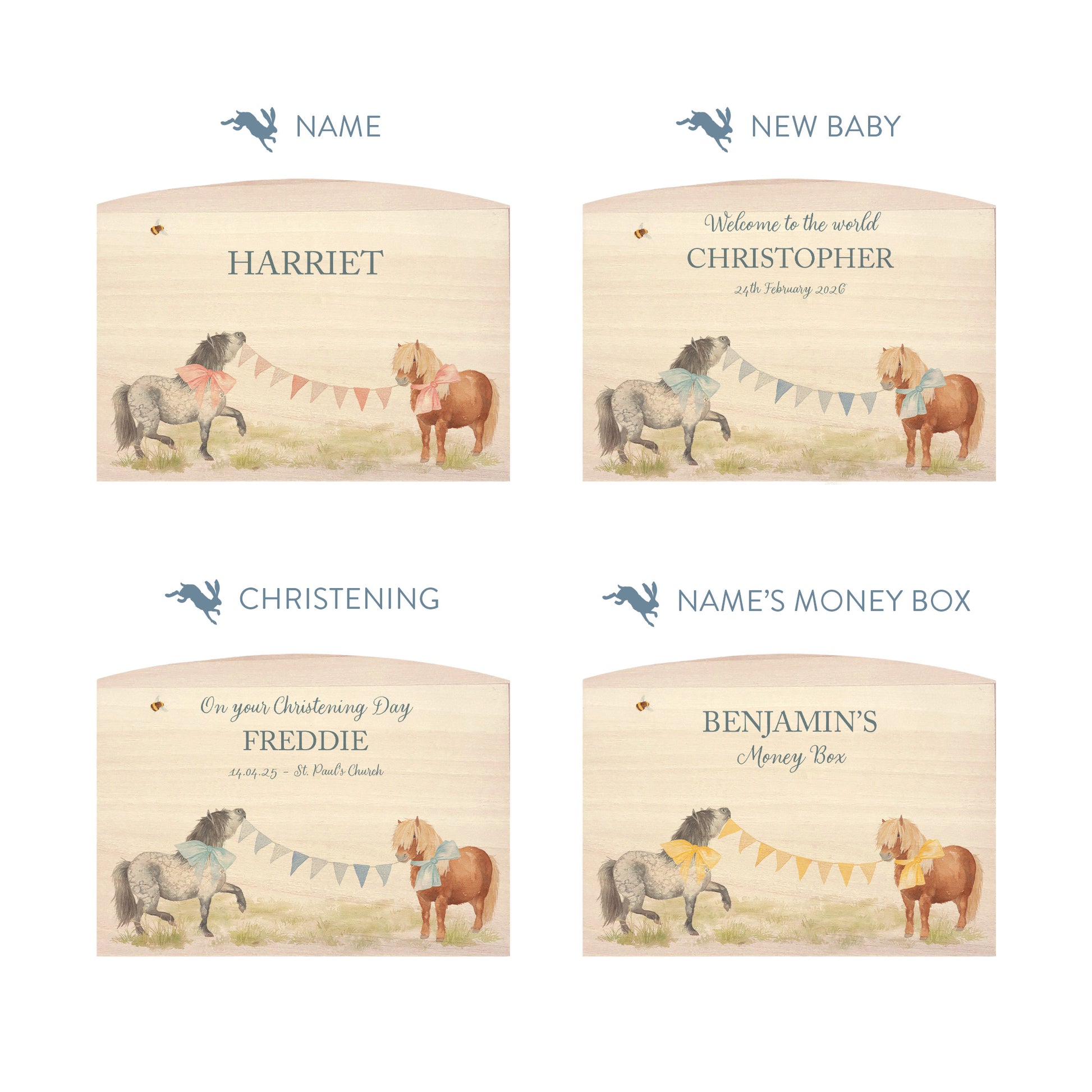 wooden handmade money box with watercolour artwork in childrens bedroom