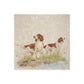 A medium marble splashback tile with a design of two dogs standing by a river.