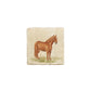 A 10x10cm cream marble splashback tile with a watercolour design featuring a Suffolk Punch horse.