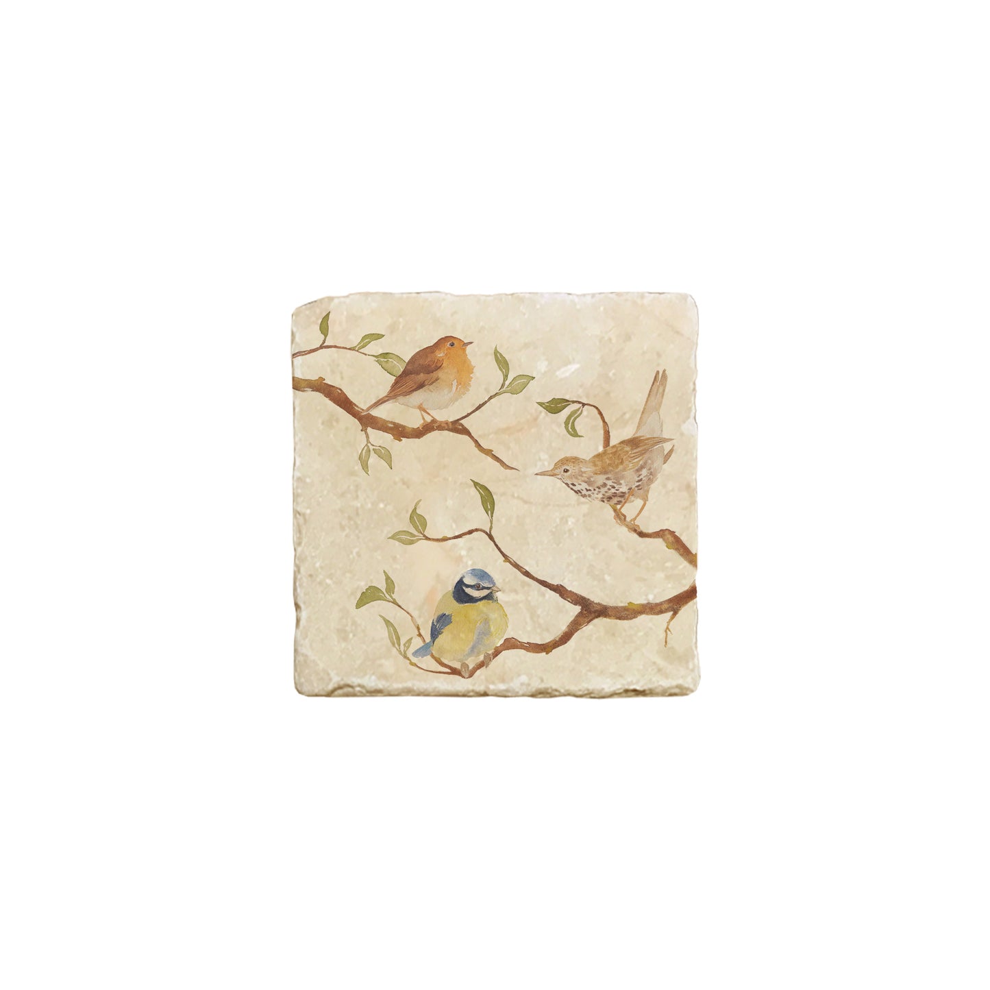 A square marble coaster featuring a watercolour countryside animal design that can be added to a mix and match set.