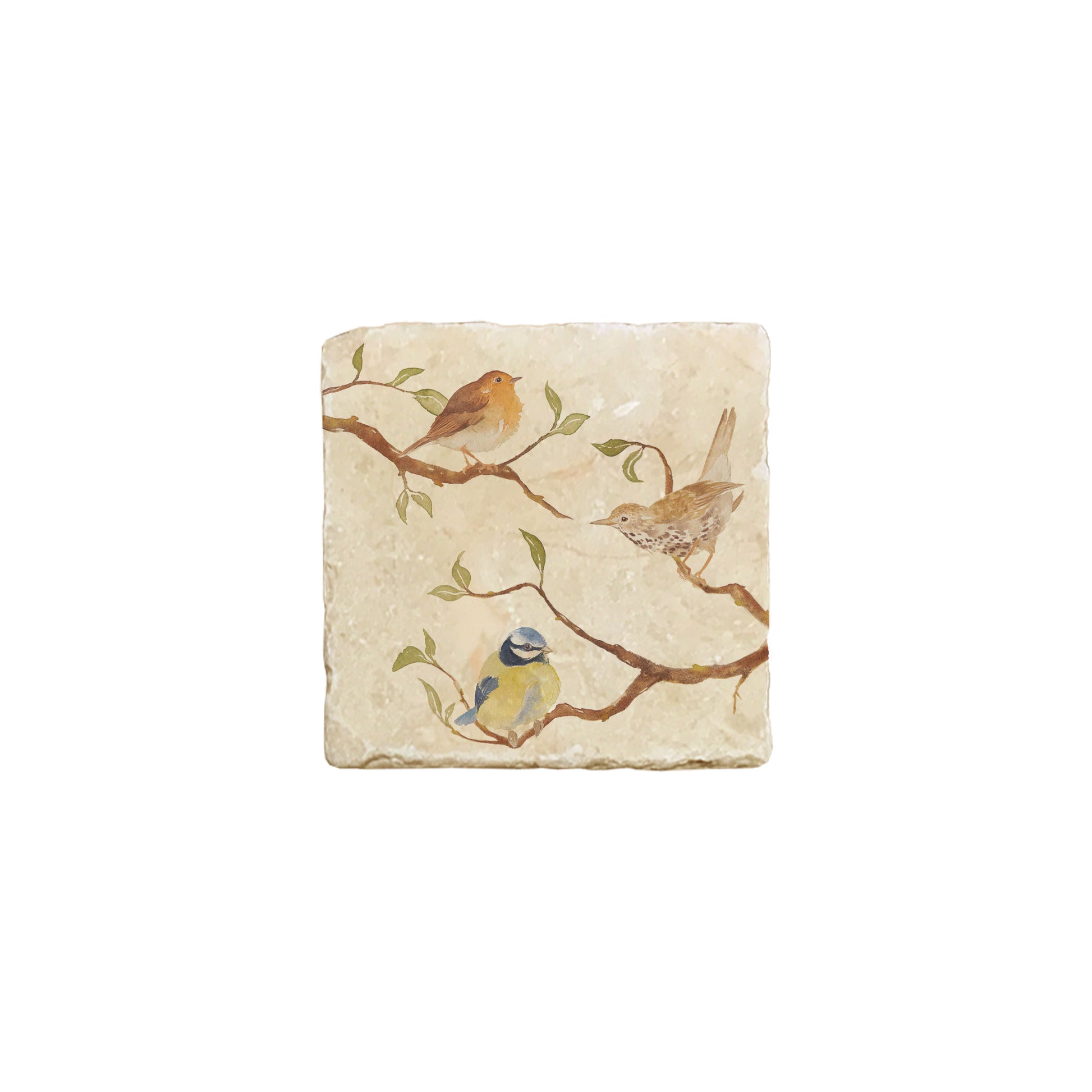 A square marble coaster featuring a watercolour countryside animal design that can be added to a mix and match set.