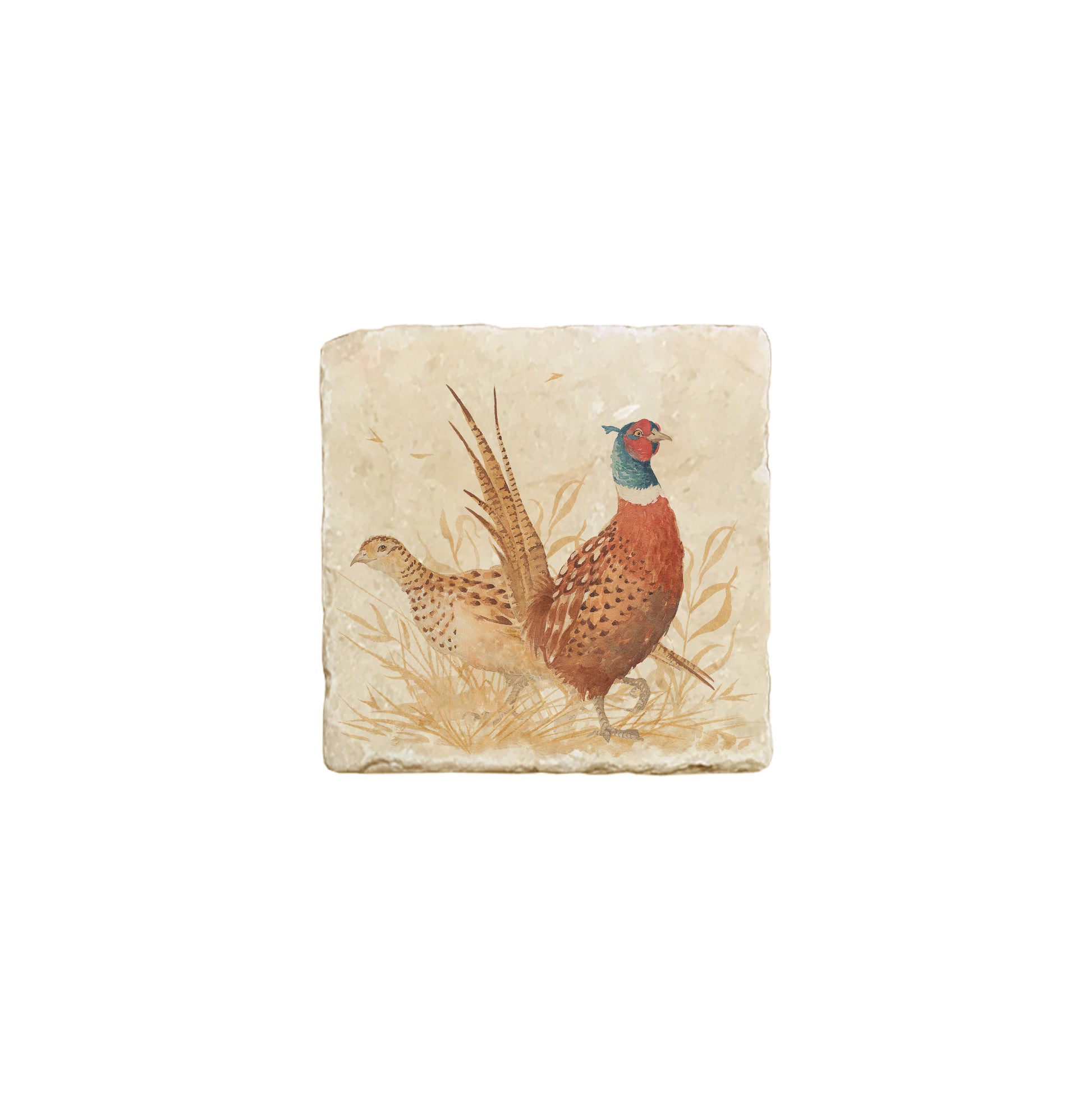 A square marble coaster featuring a watercolour countryside animal design that can be added to a mix and match set.