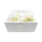 White Square personalised Wooden box with a decorative lid featuring illustrations of a Spring Flower Garden  Perfect funeral memory keepsake box, for storing ashes, order of service, flowers and capturing your loved ones things in one place