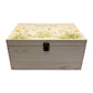 Wooden box with a decorative lid featuring illustrations of a spring Flower Garden with bees, Perfect funeral memory keepsake box, for storing ashes, order of service, flowers, Funeral Box