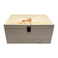 Wooden box with a lid featuring an illustration of a majestic Stag on a wooden background Perfect funeral memory keepsake box, for storing ashes, order of service, flowers, pictures.