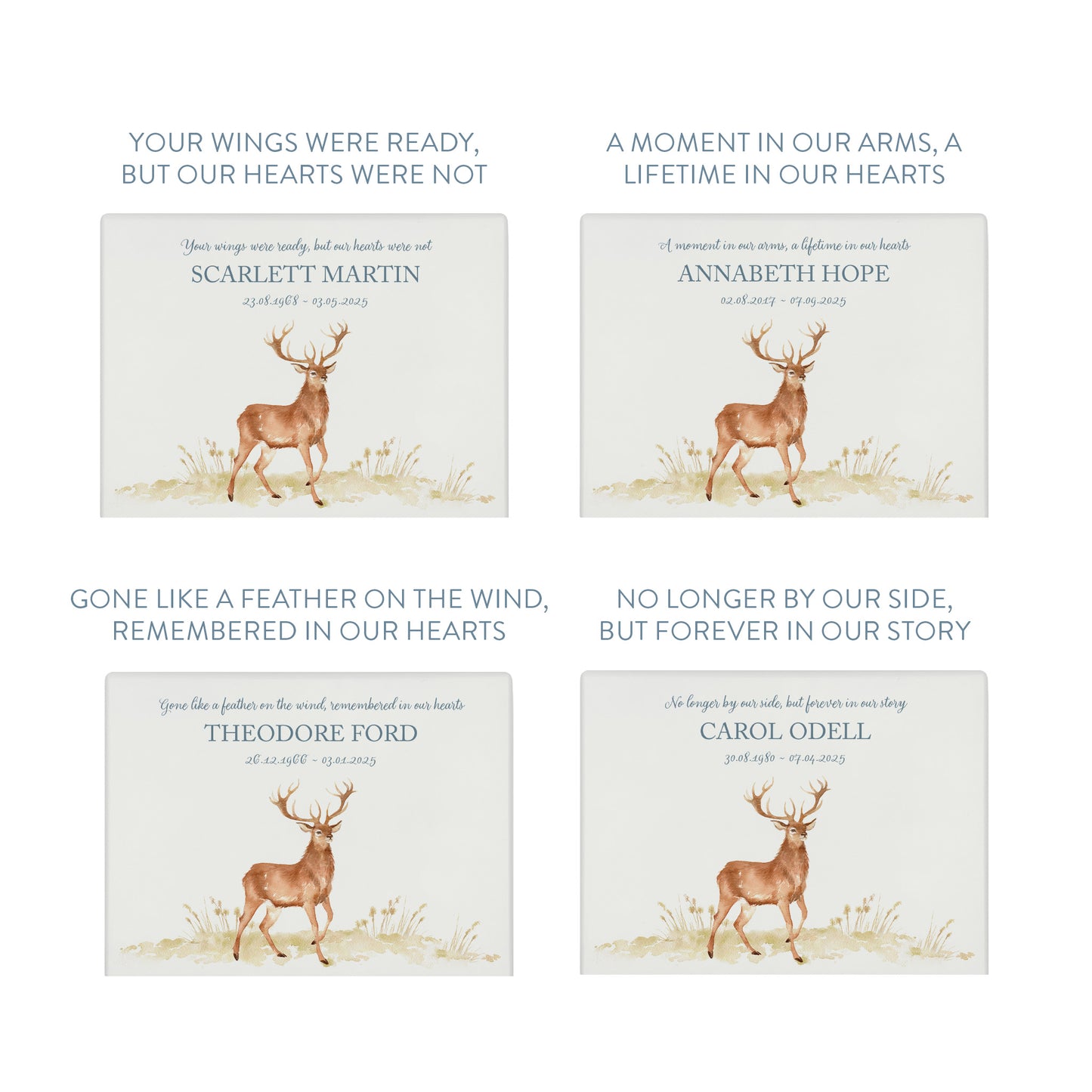 Luxury solid wooden white painted Majestic Stag watercolour illustration our urns and Caskets for displaying or burying ashes. Customisable and can be personalised. Perfect funeral memory keepsake urn, for storing ashes for humans and pets.