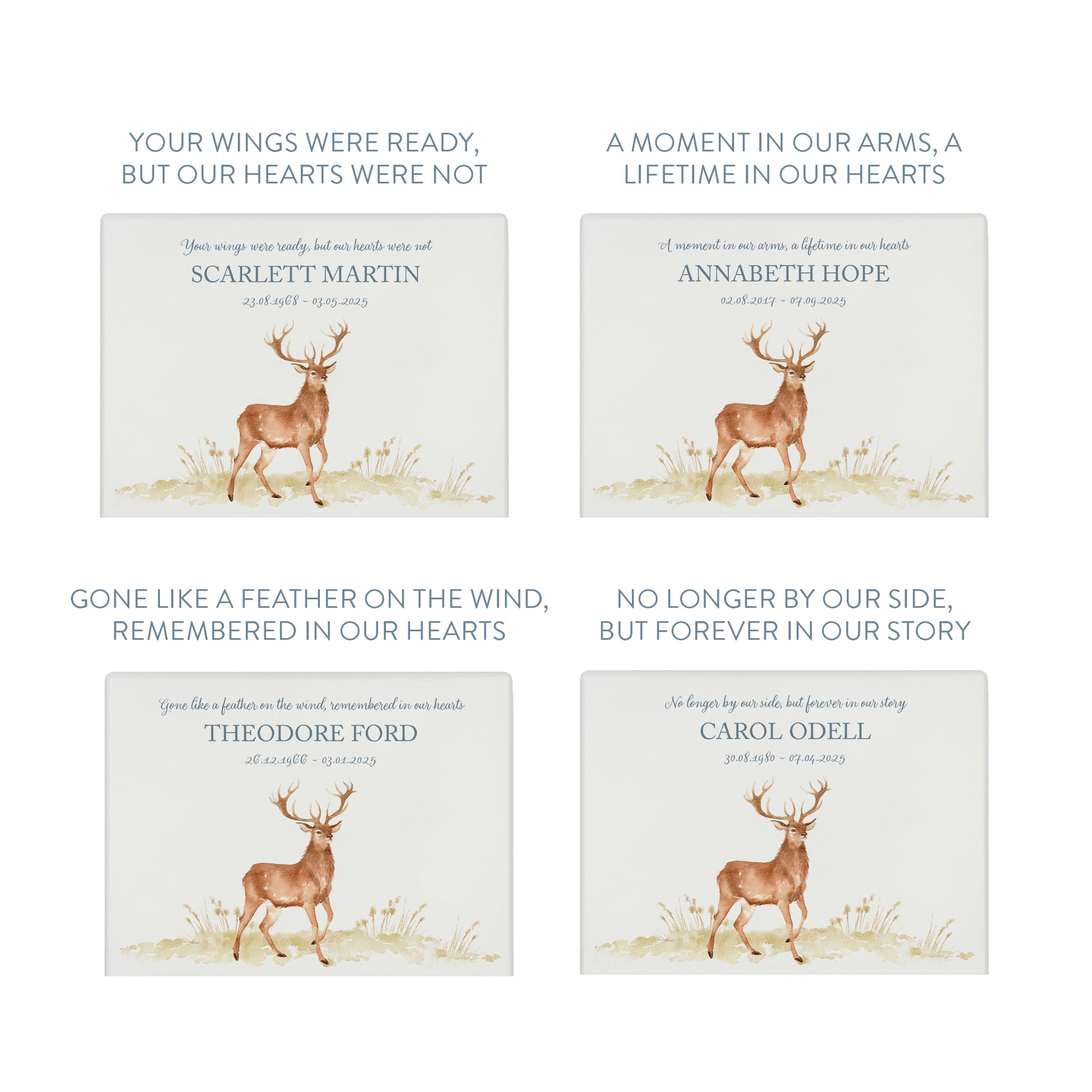 Luxury solid wooden white painted Majestic Stag watercolour illustration our urns and Caskets for displaying or burying ashes. Customisable and can be personalised. Perfect funeral memory keepsake urn, for storing ashes for humans and pets.